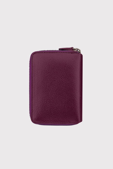 Zoozie Bags Tarjetero de Cuero Auténtico Color Damson Red